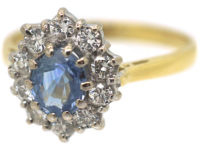 18ct Gold, Sapphire & Diamond Oval Cluster Ring