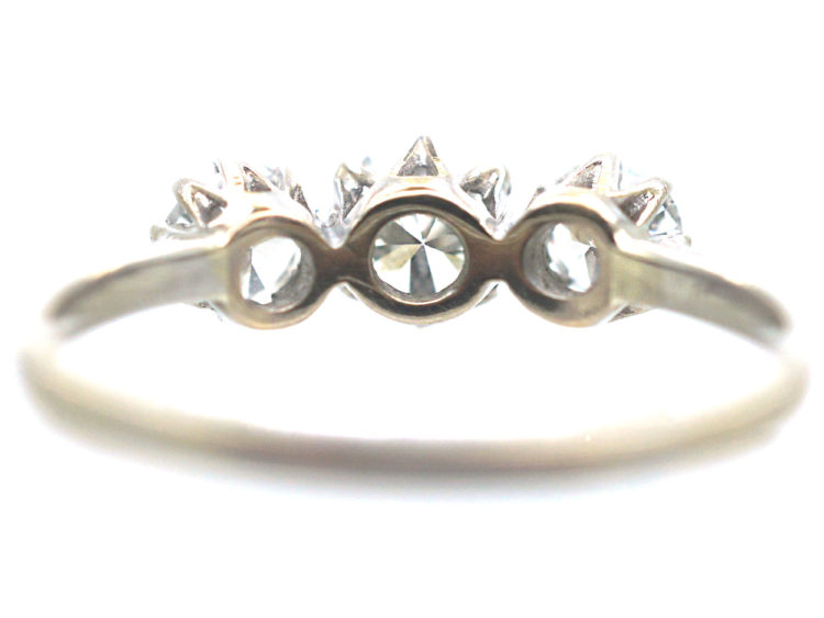 Art Deco Platinum, Three Stone Diamond Ring