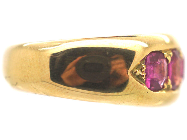 Victorian 18ct Gold, Five Stone Pink Sapphire Ring