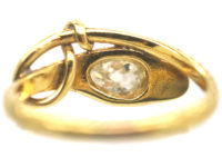 Georgian 18ct Gold Snake Ring set with a Rose Diamond & Cabochon Ruby Eyes