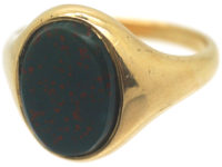 18ct Gold & Bloodstone Plain Signet Ring