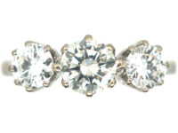 Art Deco Platinum, Three Stone Diamond Ring