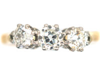 Art Deco 18ct Gold & Platinum Three Stone Diamond Ring
