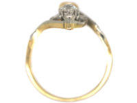 Art Nouveau 18ct Gold & Platinum, Diamond & Natural Pearl Ring