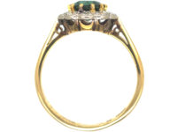 Edwardian 18ct Gold & Platinum, Green Tourmaline & Diamond Cluster Ring
