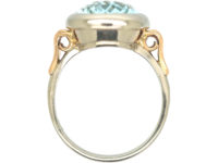 Retro 18ct White & Yellow Gold Large Aquamarine Ring