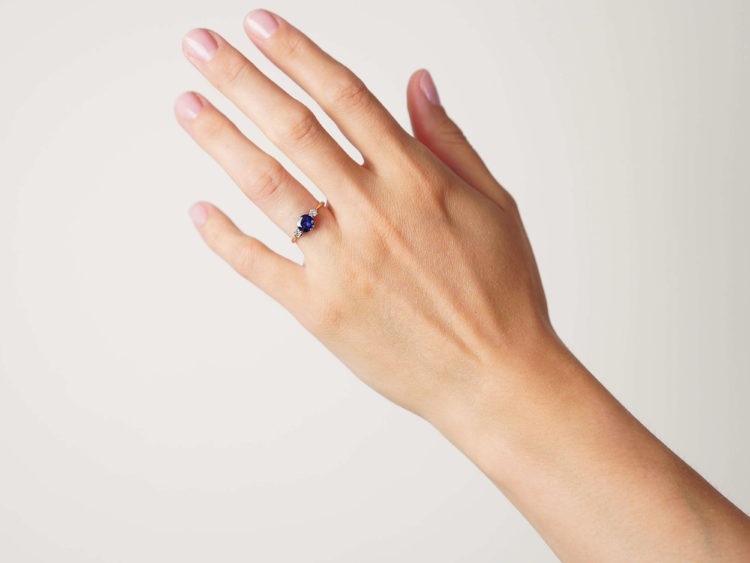 Edwardian 18ct Gold & Platinum, Colour Change Sapphire & Diamond Three Stone Ring