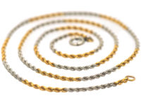 Edwardian 18ct Yellow Gold & Platinum Prince of Wales Twist Chain