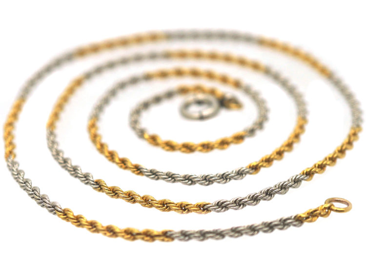Edwardian 18ct Yellow Gold & Platinum Prince of Wales Twist Chain