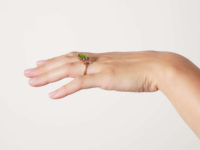 1970s 18ct Gold, Ruby & Large Pear Shaped Peridot Ring