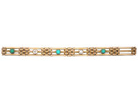 Edwardian 15ct Gold Turquoise & Diamond Gate Bracelet