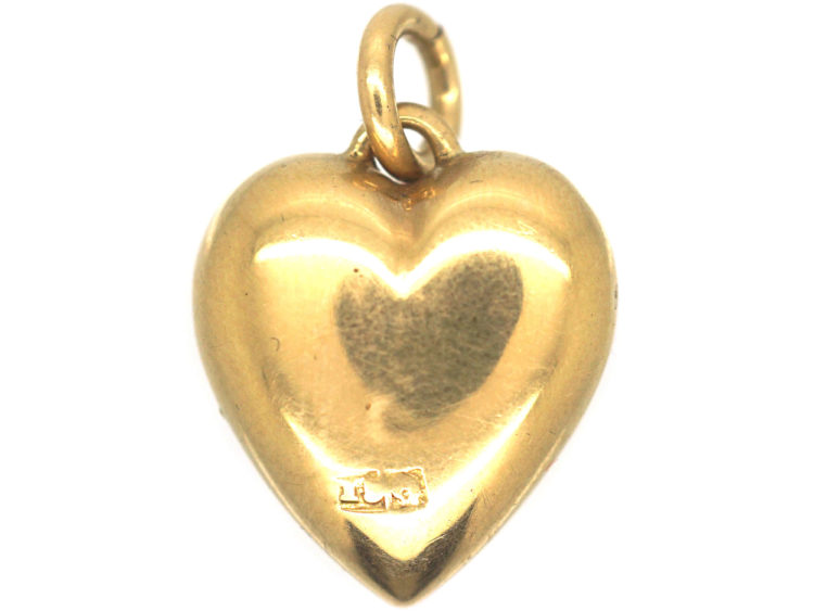 Edwardian 15ct Gold Heart Shaped Pendant set with Opals