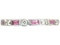 18ct White Gold Pink Sapphire & Diamond Eternity Ring