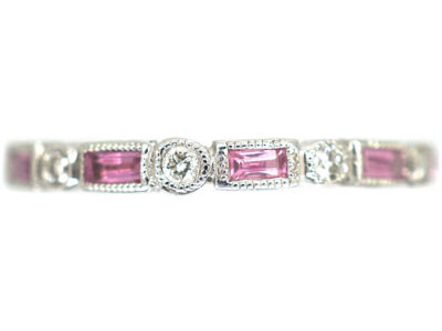 18ct White Gold Pink Sapphire & Diamond Eternity Ring