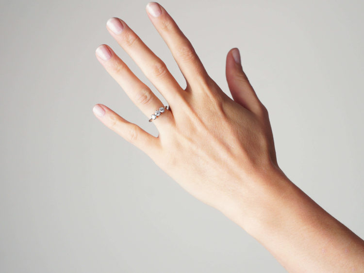 Art Deco Platinum Three Stone Diamond Ring
