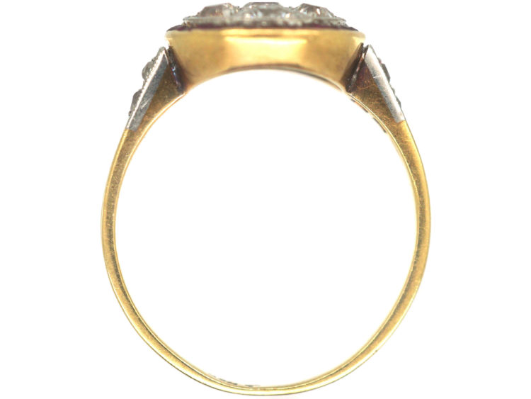 Art Deco 18ct Gold & Platinum, Diamond & Ruby Target Ring