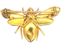 Victorian 15ct Gold Bee Brooch with Rose Diamond Eyes
