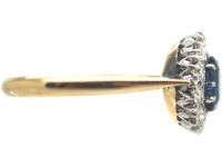18ct Gold & Platinum, Sapphire & Diamond Oval Cluster Ring