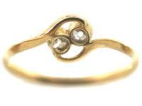 Edwardian 18ct Gold & Platinum, Two Stone Diamond Crossover Ring