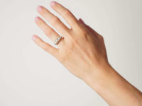 Victorian 18ct Gold, Natural Pearl & Rose Diamond Carved Half Hoop Ring