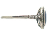 Art Deco Platinum, Burma Sapphire & Diamond Cluster Ring