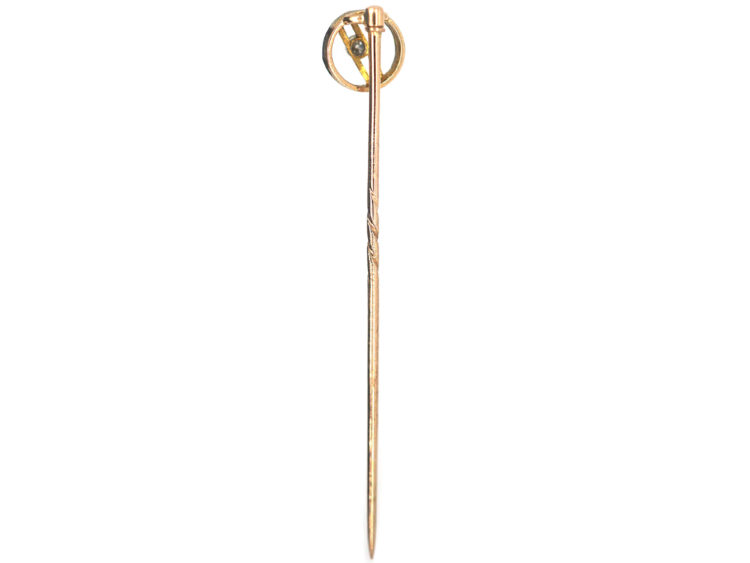 Art Deco 15ct Gold and Platinum Diamond Circle Tie Pin