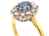 18ct Gold, Sapphire & Diamond Oval Cluster Ring