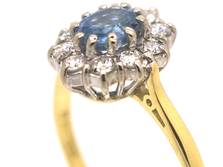 18ct Gold, Sapphire & Diamond Oval Cluster Ring