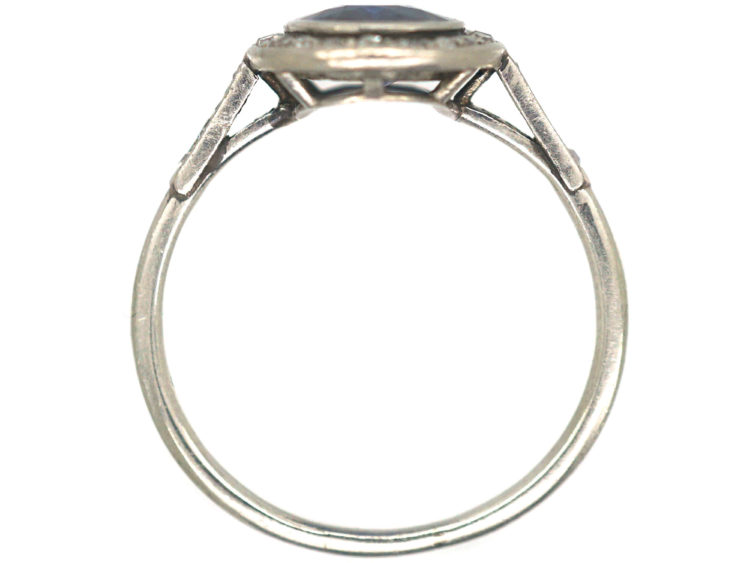 Art Deco Platinum, Burma Sapphire & Diamond Cluster Ring