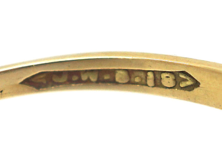 Art Deco 18ct Gold & Platinum Two Stone Diamond Crossover Ring with Diamond Set Shoulders