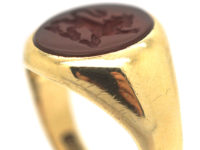 9ct Gold Signet Ring with Carnelian Intaglio of a Lion