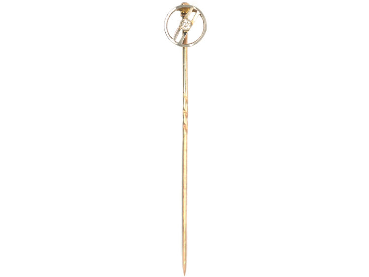 Art Deco 15ct Gold and Platinum Diamond Circle Tie Pin