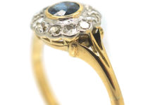 Edwardian 18ct Gold & Platinum, Sapphire & Diamond Cluster Ring