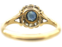 Edwardian 18ct Gold & Platinum, Sapphire & Diamond Cluster Ring