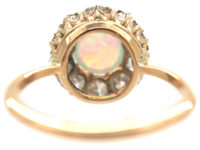 Edwardian 18ct Gold, Opal & Diamond Cluster Ring
