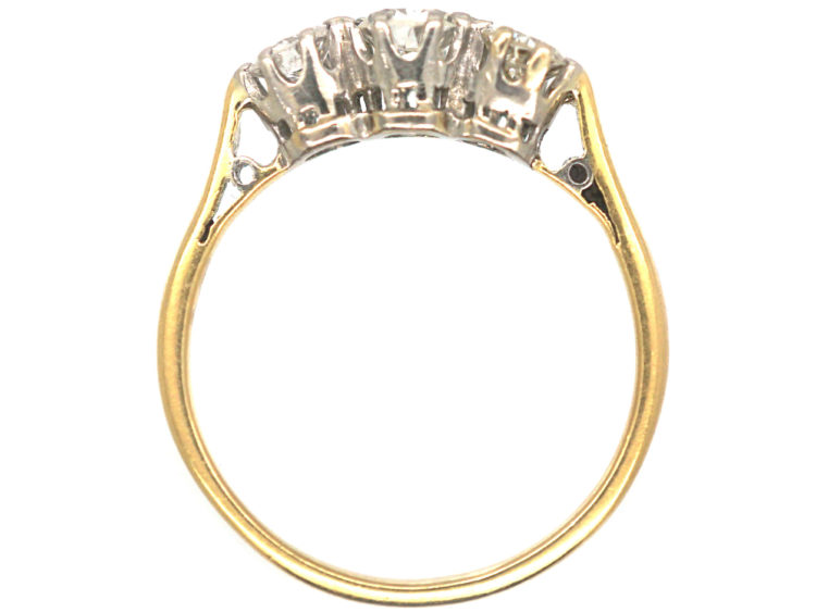 Art Deco 18ct Gold & Platinum Three Stone Diamond Ring