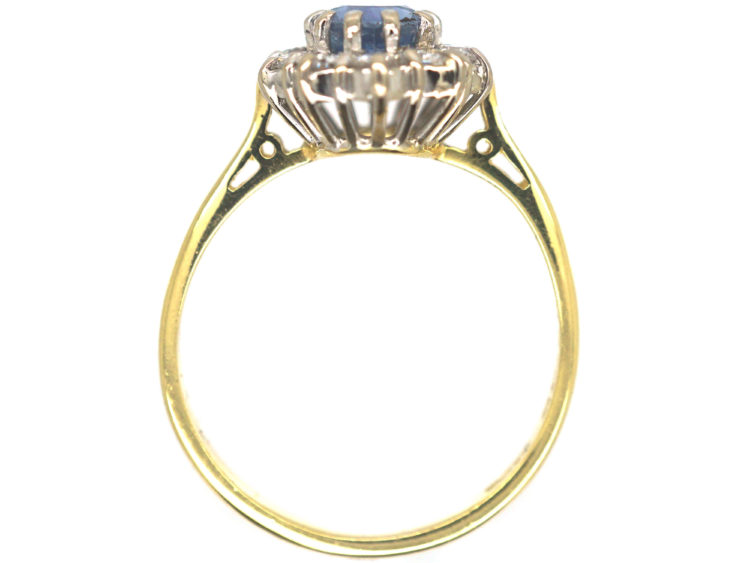18ct Gold, Sapphire & Diamond Oval Cluster Ring