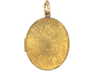 Victorian 15ct Gold Oval Engraved Locket