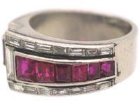 Retro Platinum, Ruby & Diamond Cocktail Ring