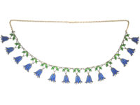 Edwardian 9ct Gold & Silver Plique-à-jour Hair Bell Necklace