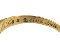Edwardian 18ct Gold, Emerald & Diamond Three Stone Carved Half Hoop Ring