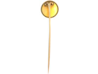 Victorian 18ct Gold & Reverse Intaglio Crystal Tie Pin of a Hunting Lady Mounted on a Horse with Hound