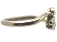 Edwardian 18ct White Gold & Platinum, Diamond Three Leaf Clover Ring