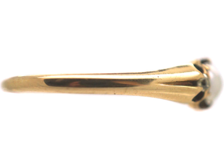 Edwardian 18ct Gold, Natural Split Pearl & Diamond Ring