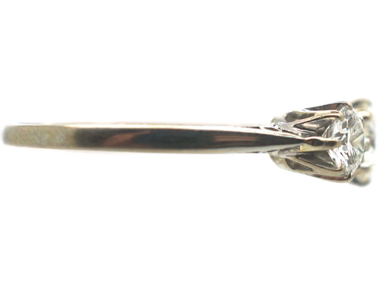 Art Deco Platinum, Three Stone Diamond Ring