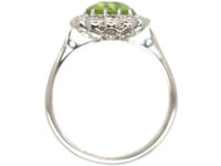 Edwardian 18ct White Gold & Platinum, Peridot & Diamond Cluster Ring