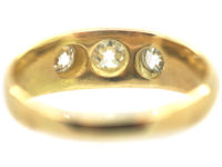 Victorian Three Stone Diamond Rub Over Set Ring