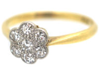 Edwardian 18ct Gold & Platinum, Diamond Daisy Cluster Ring