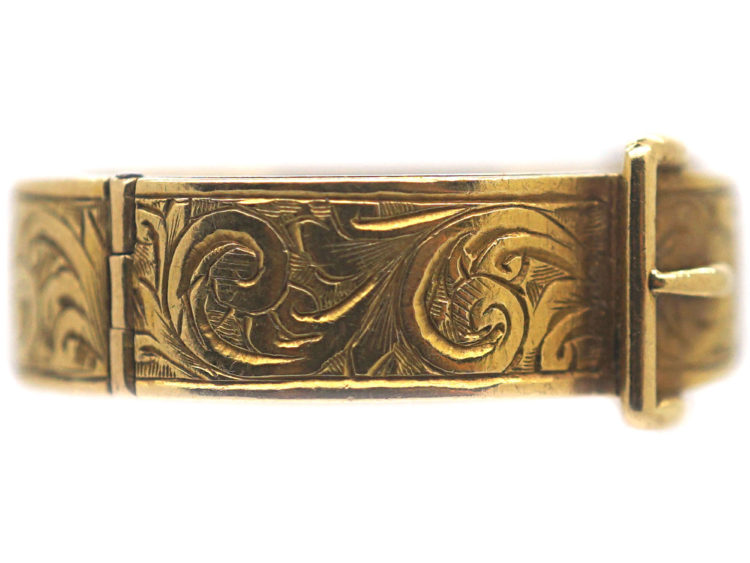18ct Gold Victorian Buckle Ring Which Opens To Reveal Hair