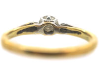 22ct Gold & Platinum Diamond Solitaire Ring with Diamond Set Shoulders